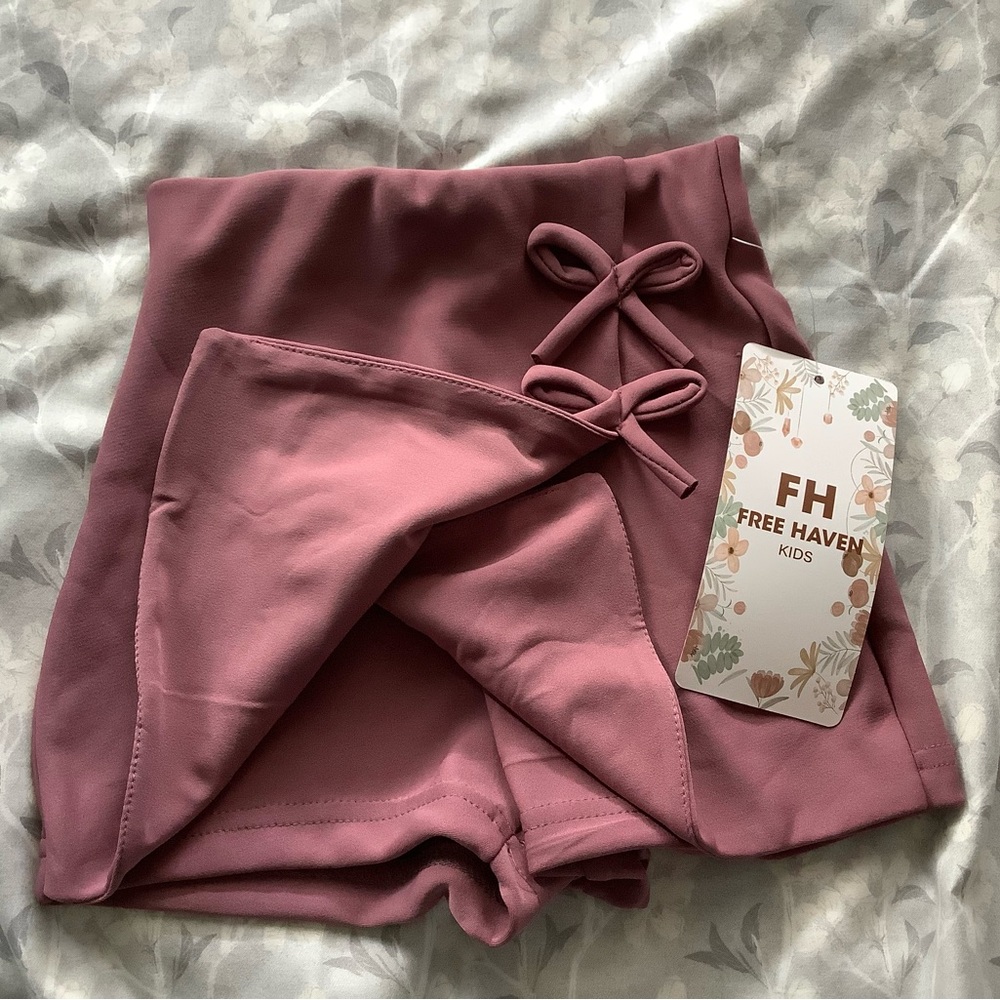 Kids Mauve Pink Skort with Bow Detail